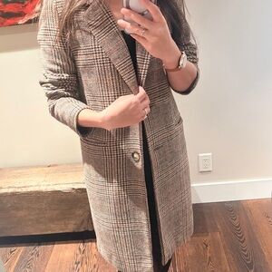 Ardene Tan Plaid Blazer Coat